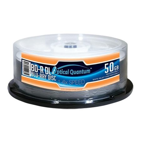 OPTICAL QUANTUM Optical Quantum OQBDRDL06WIPH-25 25 Pack 6X 50GB BD-R DL Blu-Ray Blank Disc White Inkjet Hub Printable OQBDRDL06WIPH-25